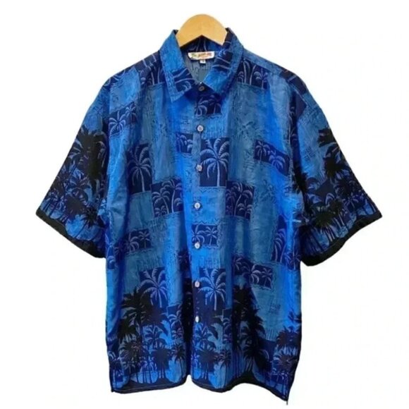Aloha Joe Mens Hawaiian Shirt Short Sleeves Blue Size Large - Picture 1 of 15